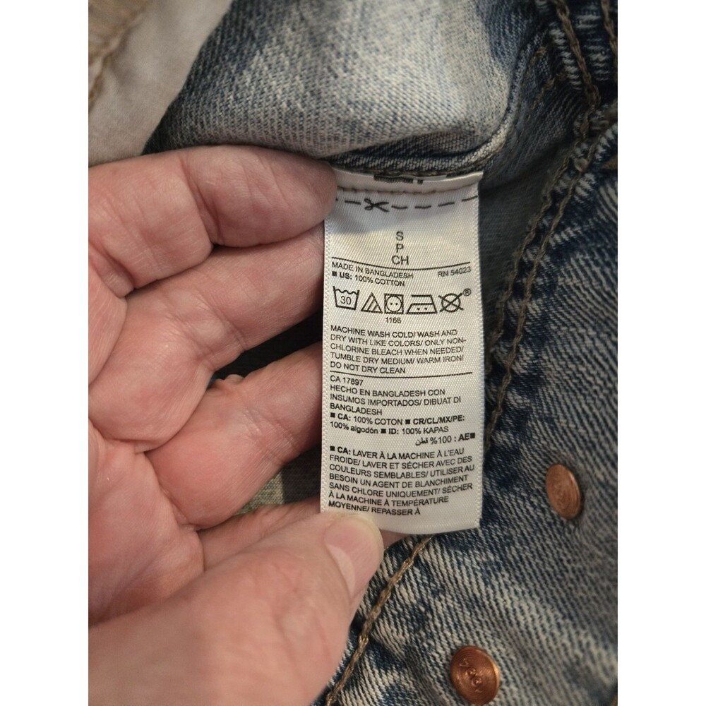 Old Navy Star Studded Collar Fray Denim Trucker Classic Jean Jacket Women’s L - Picture 11 of 12